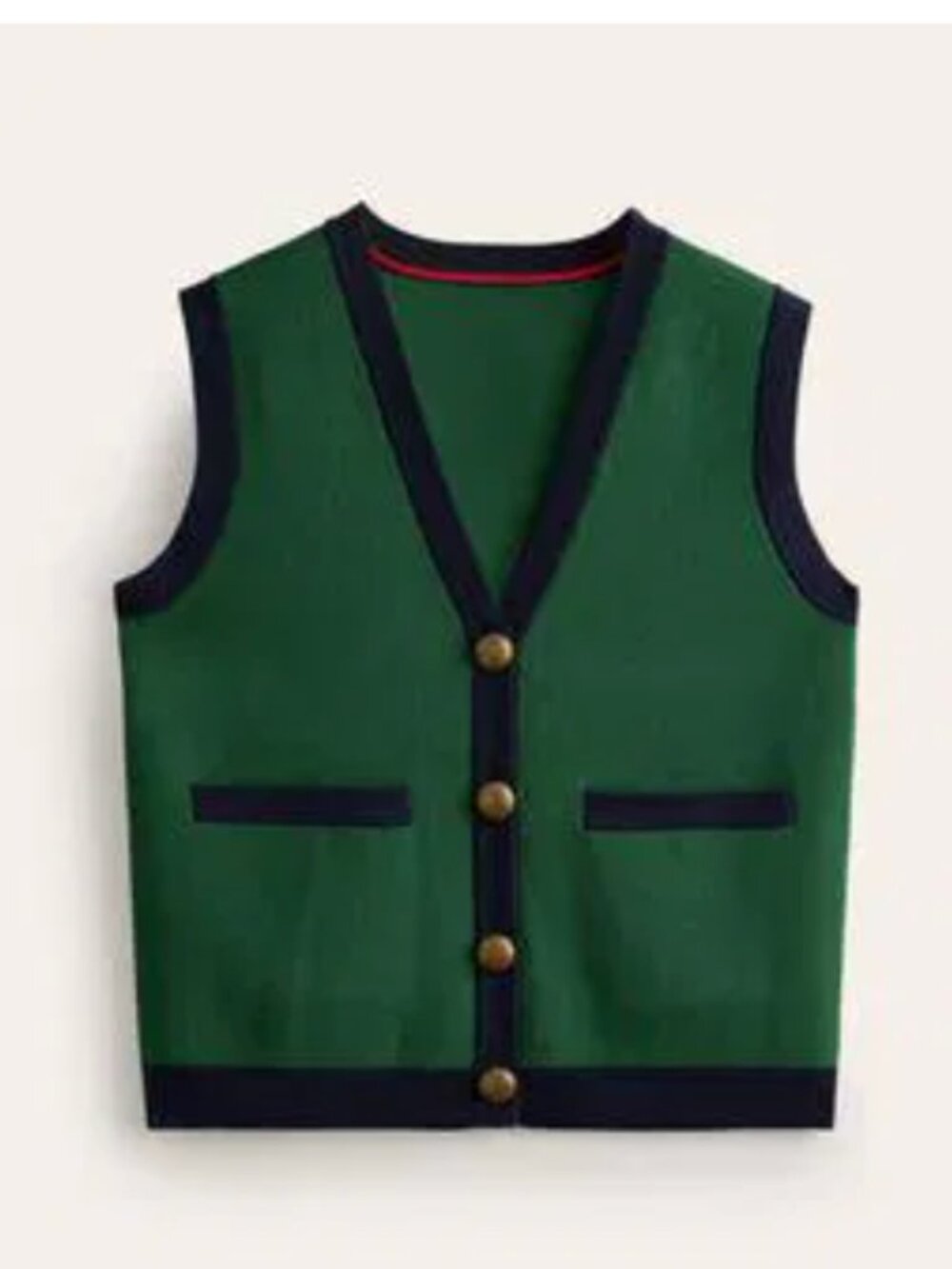 Boden Holly Knitted Waistcoat Navy and Green Size Medium - Picture 2 of 4